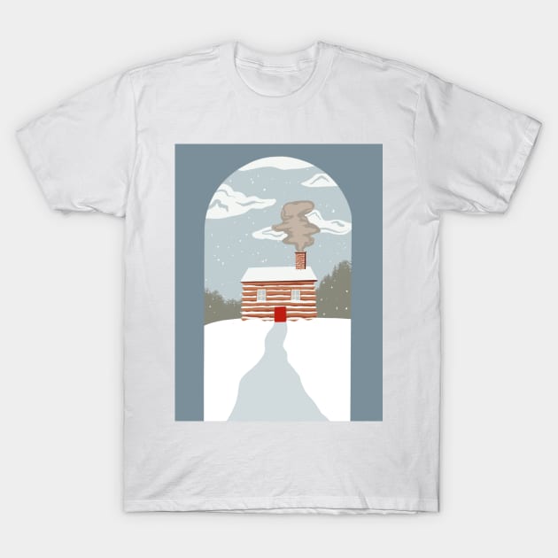 Snow Cabin Art Deco T-Shirt by CMORRISON12345